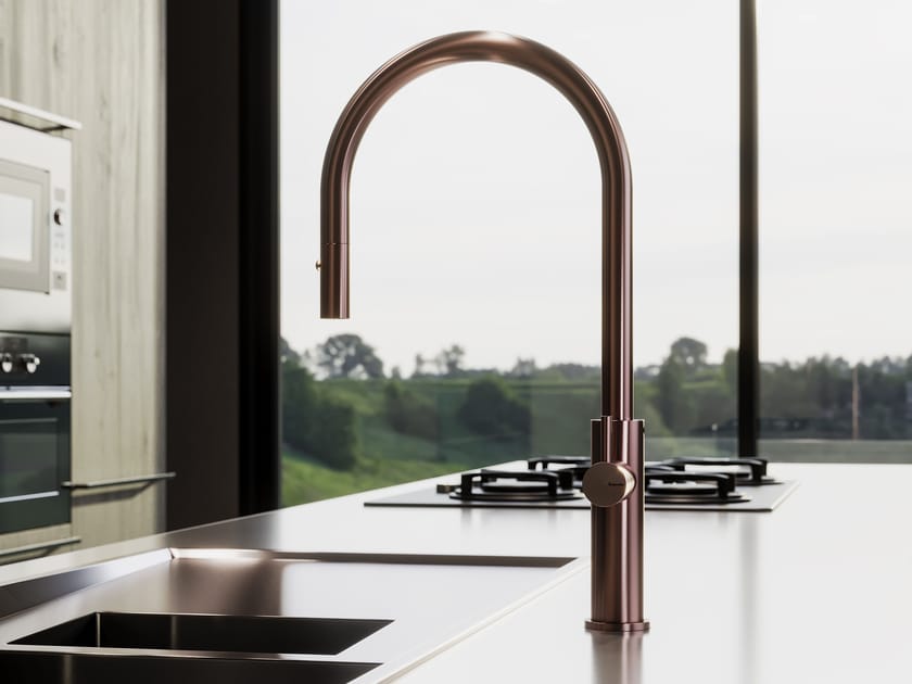 Смеситель для кухни из нержавеющей стали со съемным ручным душем Fontealta Kitchen ARCH-00102170