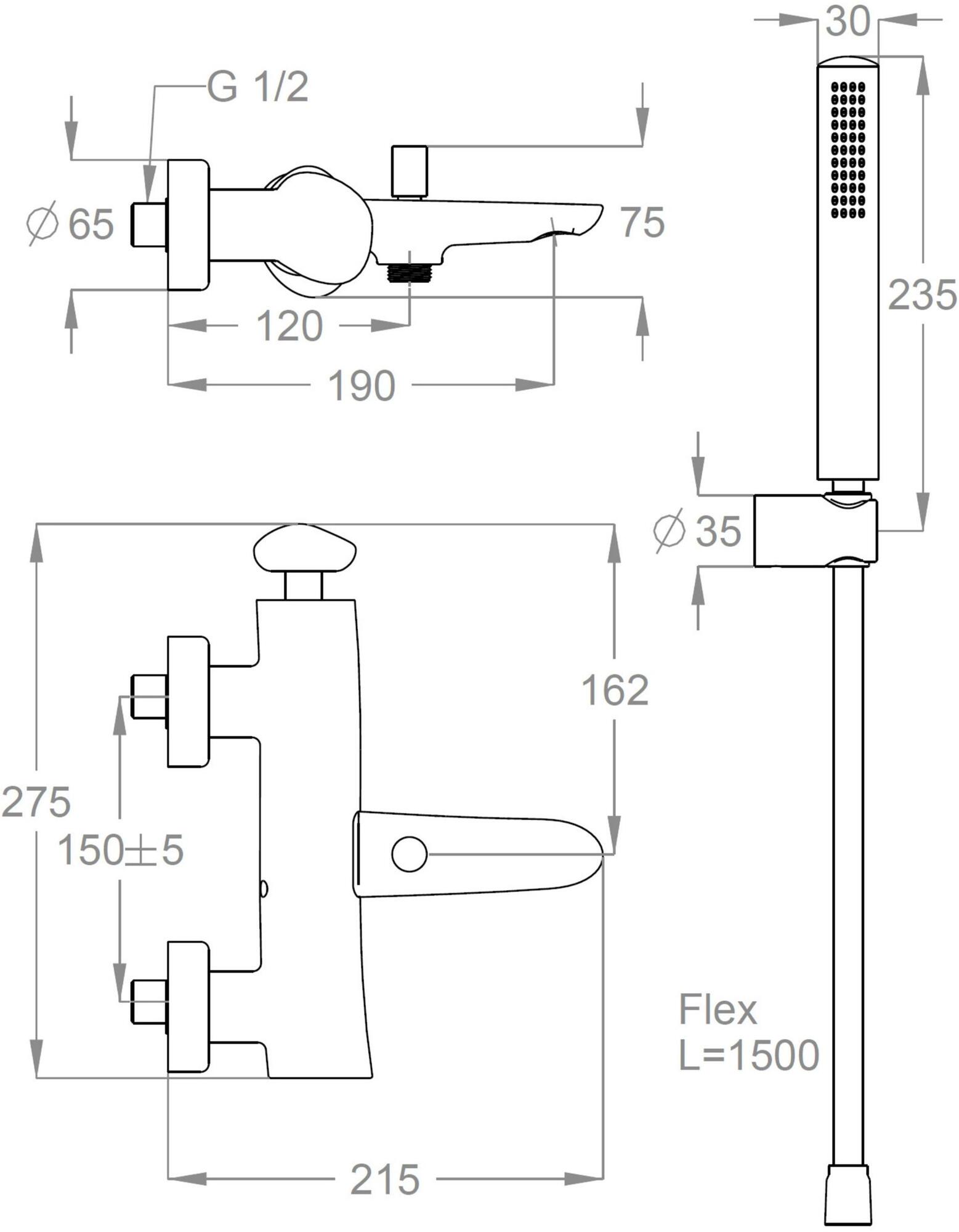 Fir Italia Смеситель для ванны из латуни с переключателем и ручным душем Synergy stone 95 9534017 - Вид №1