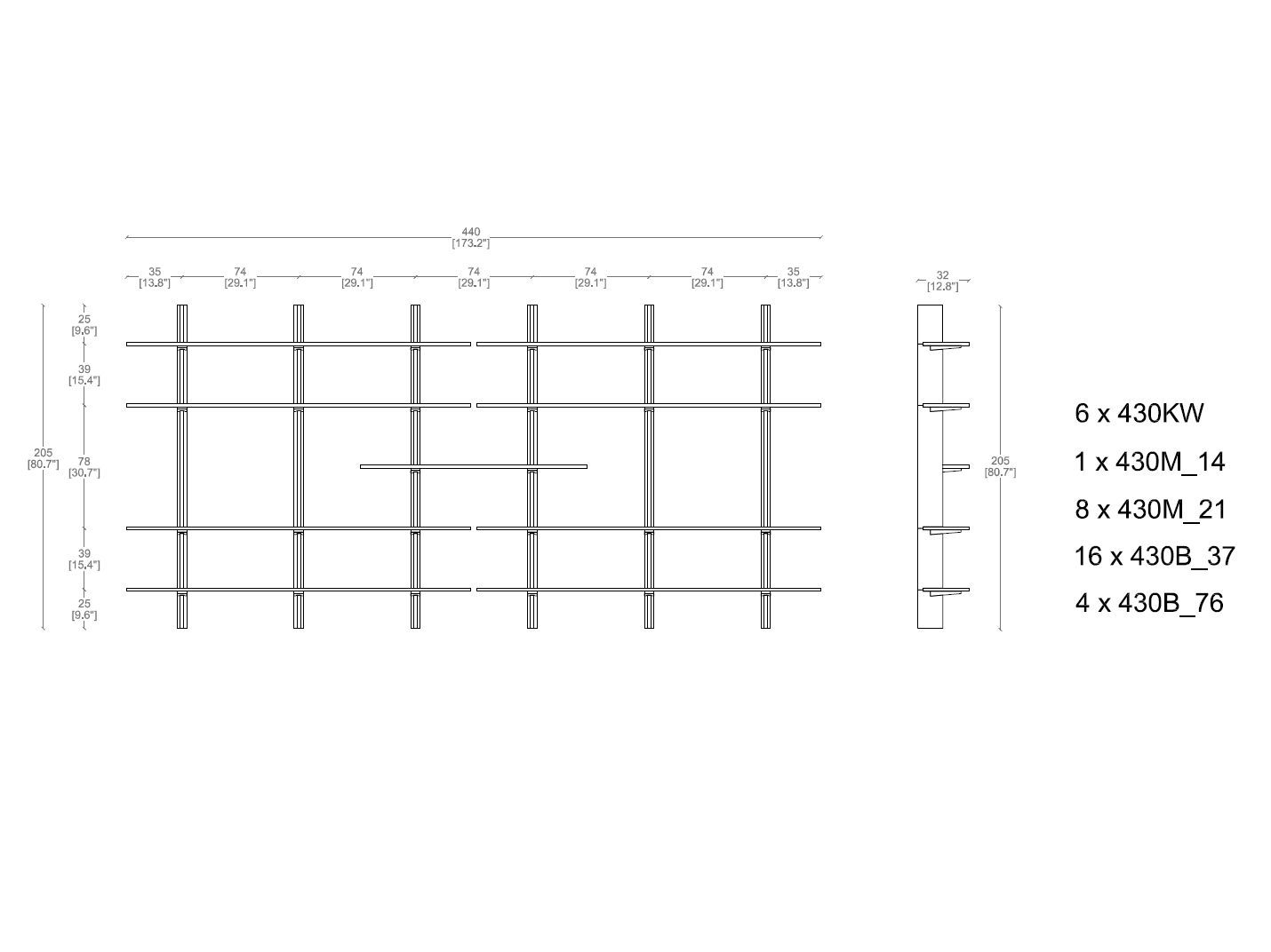 Настенный книжный шкаф из массива дерева CASSINA FF. SPINE ARCH-00040361 - Вид №6