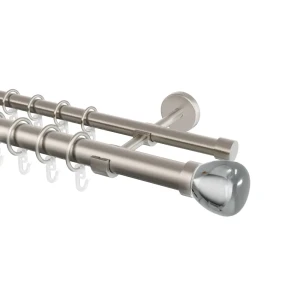 Настенный карниз раздвижной двухрядный KREAFORTA Гломма d25/28 200-360 см металл цвет никель 89457734 STLM-2115613