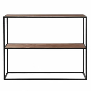 Консоль черная с деревянной столешницей и полкой американский орех Rash INTELLIGENT DESIGN  261011 Черный;орех;коричневый