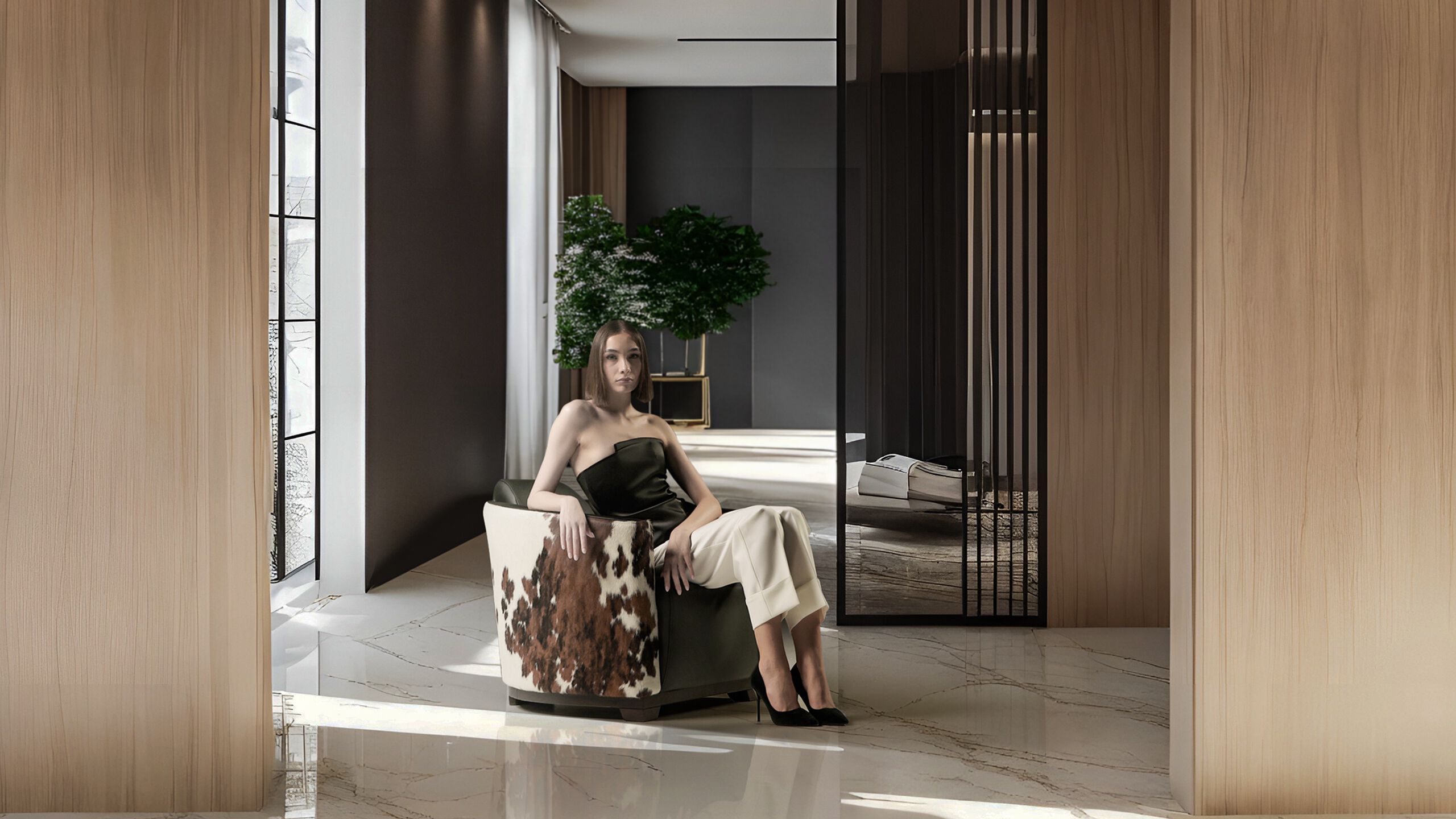 Кожаное кресло с подлокотниками Calia Italia Superior ARCH-00134730 - Вид №3