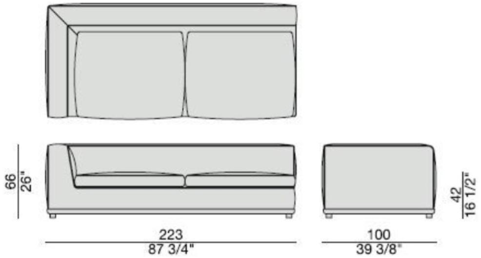 Porada Кожаный диван с шезлонгом Iron sun-id-1465994 - Вид №1