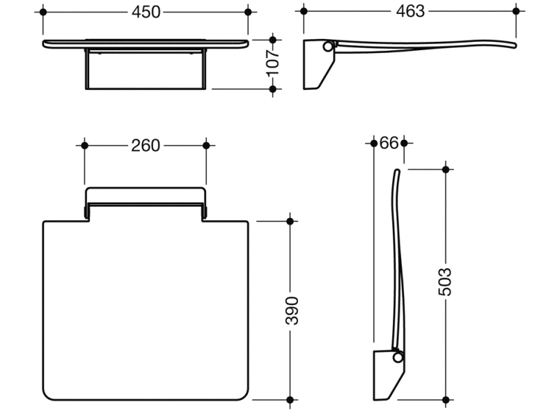 950.51.41090 Мобильное складное сиденье 450 HEWI System 800 K  - Вид №1