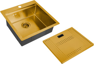 Мойка кухонная ZorG Master N ZM N-5152 BRONZE из нержавеющей стали с накладкой, бронза