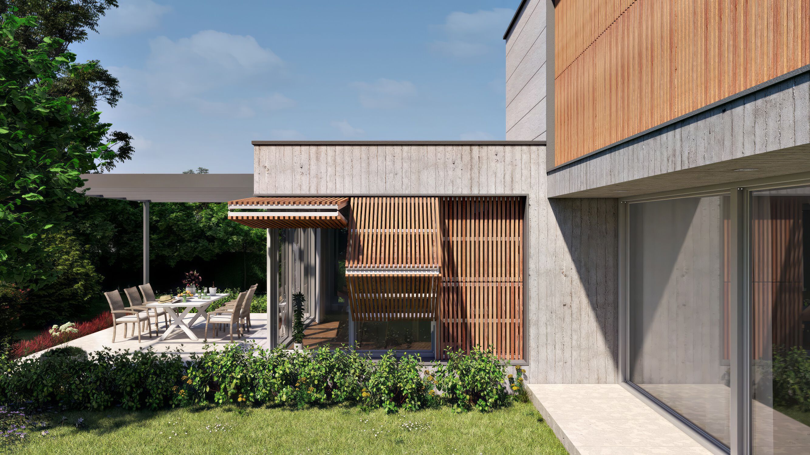 Motorized aluminium solar shading ROSSENI LIFTING FOLDING SHUTTER ARCH-00116007 - Вид №4