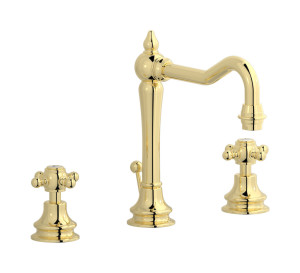 Смеситель для раковины на 3 отверстия с высоким изливом в комплекте с донным клапаном. WE ARE IB hr390ii Pale Gold Hermes