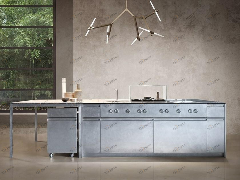 Xera by Arex Модульная кухня из нержавеющей стали и дерева с островом sun-id-1512721