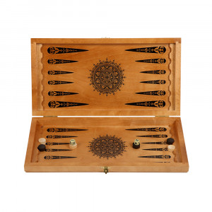 1377 Игра настольная Нарды "Элегант" тонированные. 39х20см. Двухсторонний орнамент Ладья