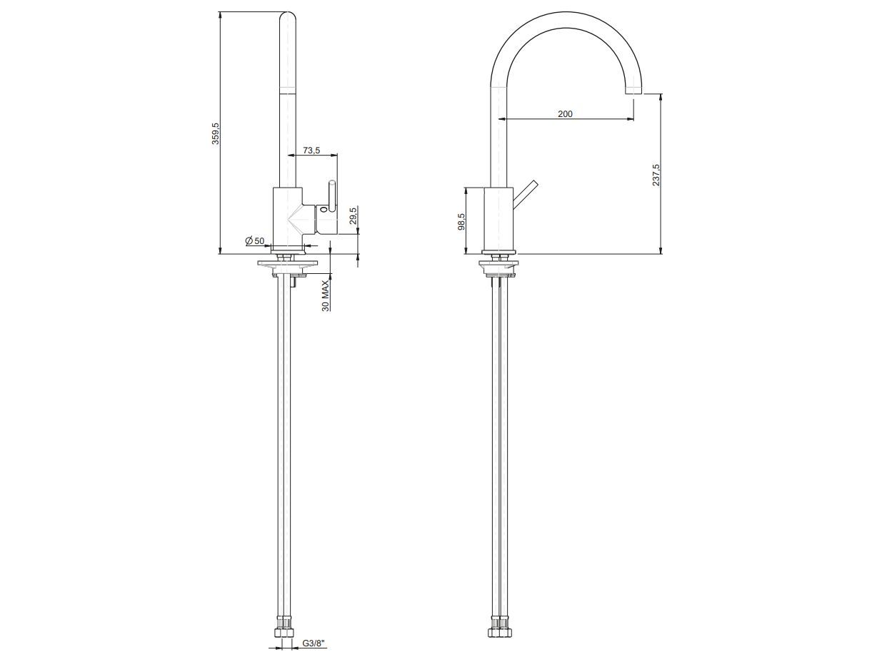 Смеситель для кухни с поворотным изливом Rubinetterie Frattini Pepe XL ARCH-00147815 - Вид №2