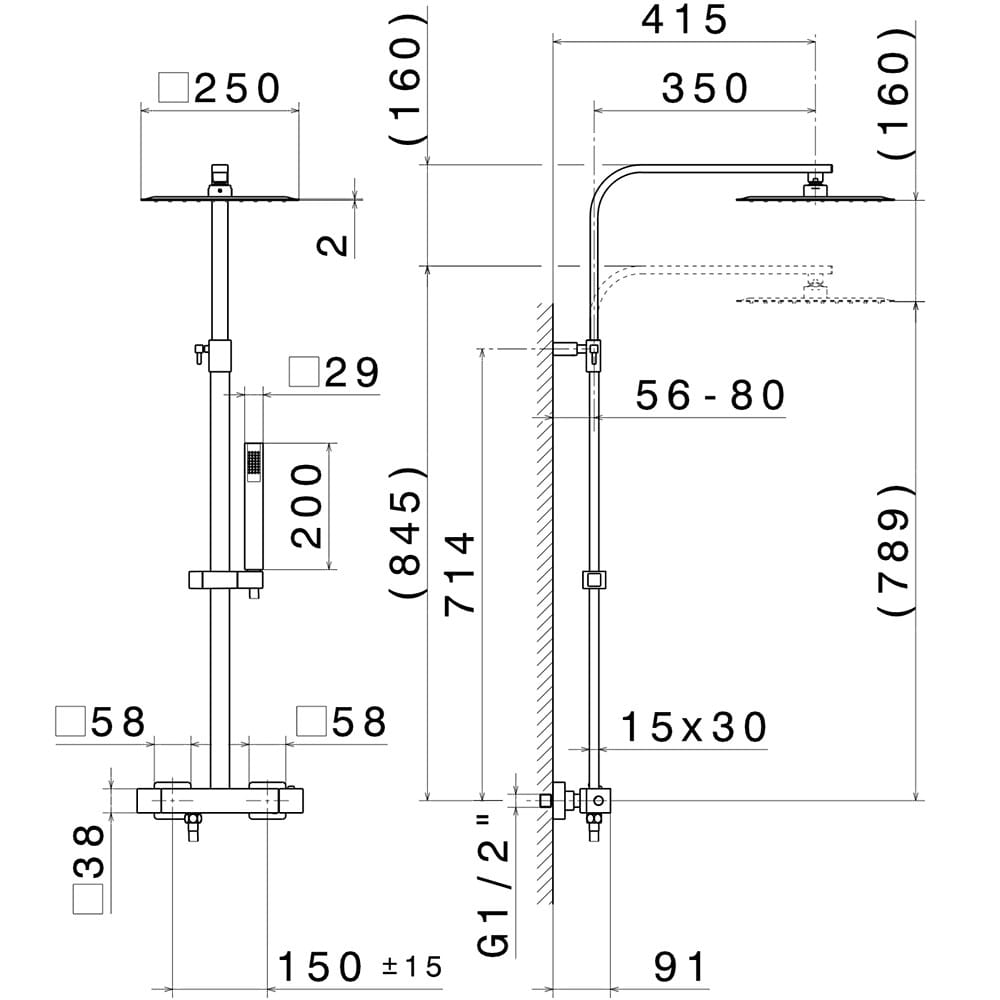 Термостатическая душевая колонка с ручным душем Newform душевые колонны ARCH-00053674