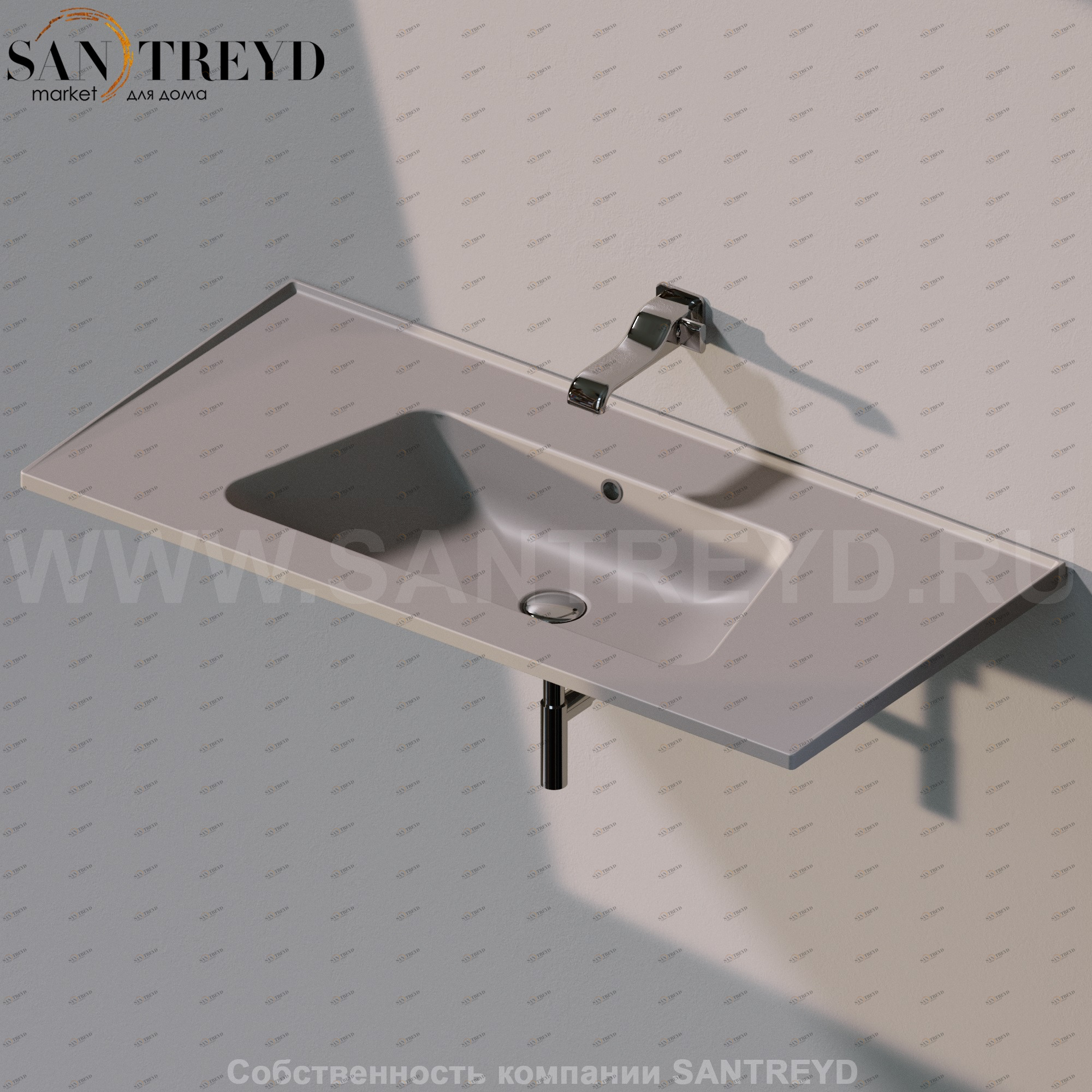 BM105L1019 Подвесная раковина настенная прямоугольная Ceramica Flaminia Bloom серая