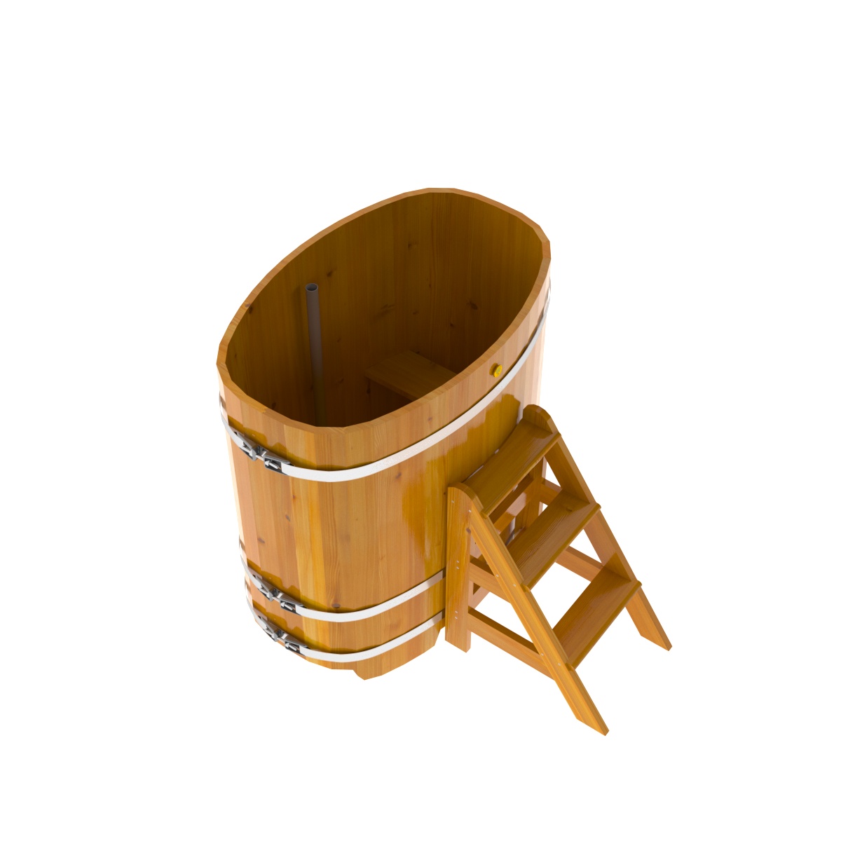 2260 Купель овальная из лиственницы Рустик 0,76х1,16х1,2 натуральная Alyarus  - Вид №2