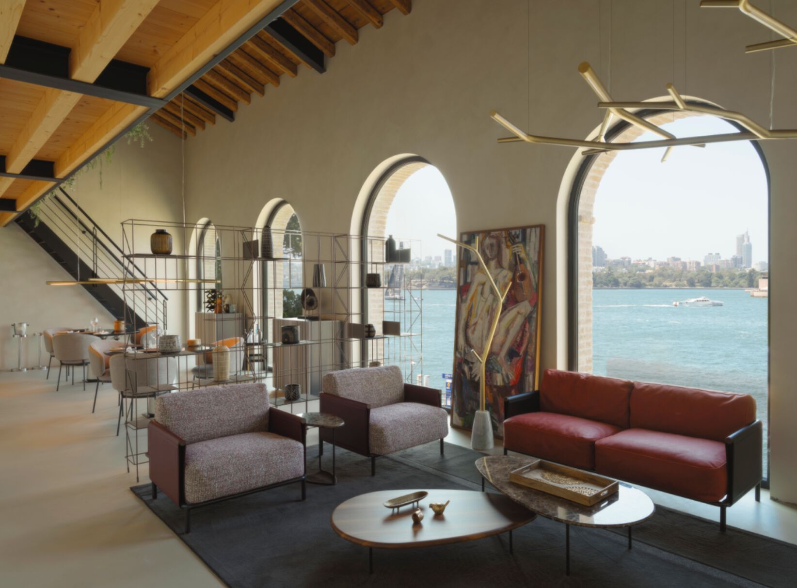 Тканевый или кожаный диван с кожаными подлокотниками Casamania & Horm SC2 ARCH-00054345 - Вид №1