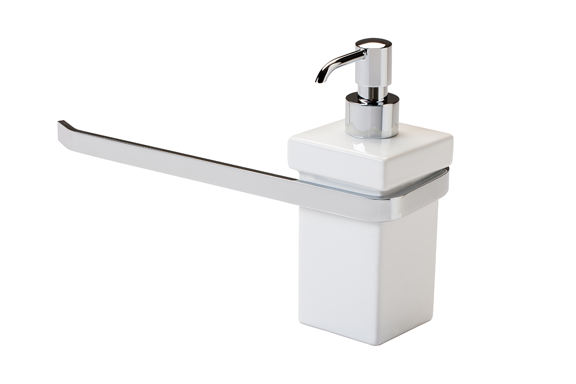 MZ69D(08-BI) Stil Haus Mizar, полотенцедержатель + керамический дозатор, цвет хром - белая керамика 