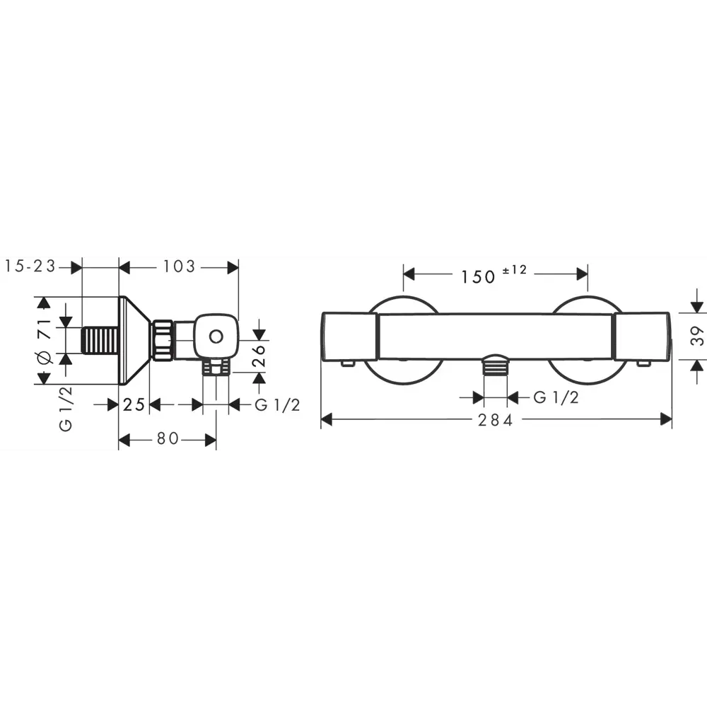 Смеситель для ванны и душа Hansgrohe Ecostat Universal с термостатом 82600611 STLM-2126771  - Вид №3