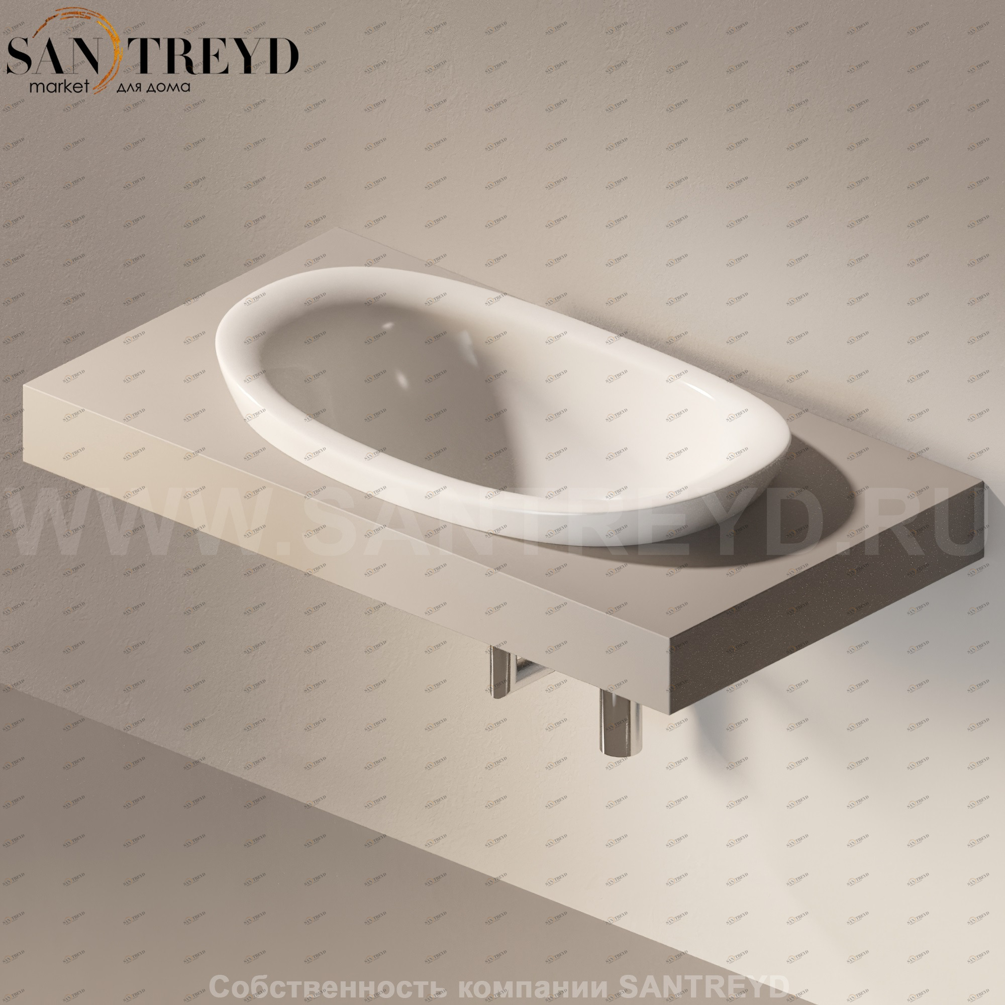 Flaminia IO e SI Столешница с отверстием под раковину серая IO75M1.1019 Ceramica Flaminia IO75M11019