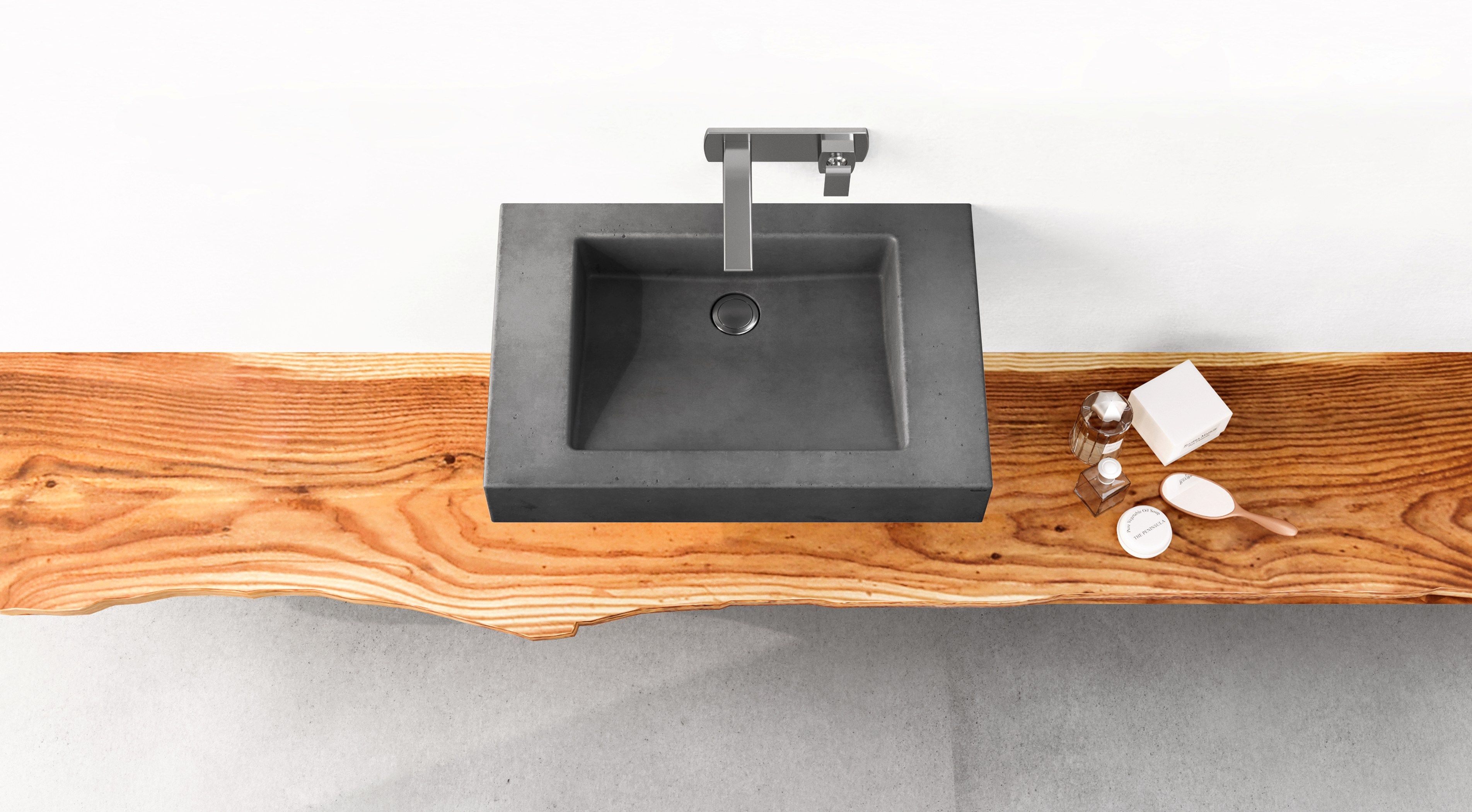 Бетонный одиночный подвесной умывальник Gravelli SLANT 07 SINGLE ARCH-00081644 - Вид №6