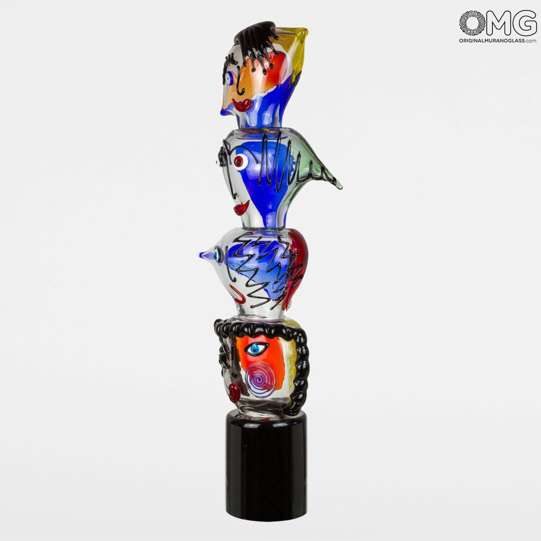 2693 ORIGINALMURANOGLASS Скульптура Лица-тотем - по мотивам Пикассо - Поп-арт - Original Murano Glass OMG 30 см  - Вид №1