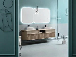 Cerasa Подвесная тумба под умывальник с двойной раковиной Des