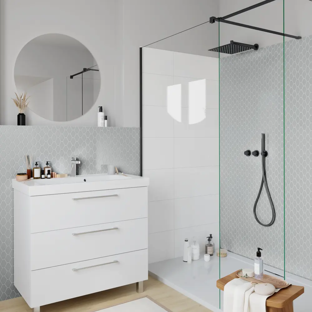 Фарфоровая мозаика ARTENS Flake в серых тонах с шестигранными элементами 82661945 STLM-0033159 - Вид №5