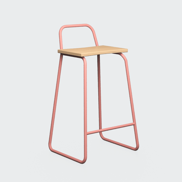 Барный стул с деревянным сиденьем розовый Bauhaus WOODI  00-3966293 Розовый  - Вид №4