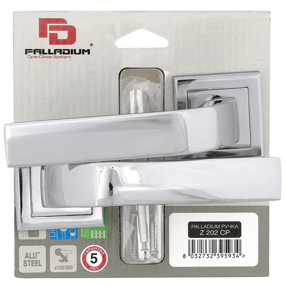 Ручка дверная на розетке Z 202 CP, цвет глянцевый хром PALLADIUM STLM-2179852 - Вид №2