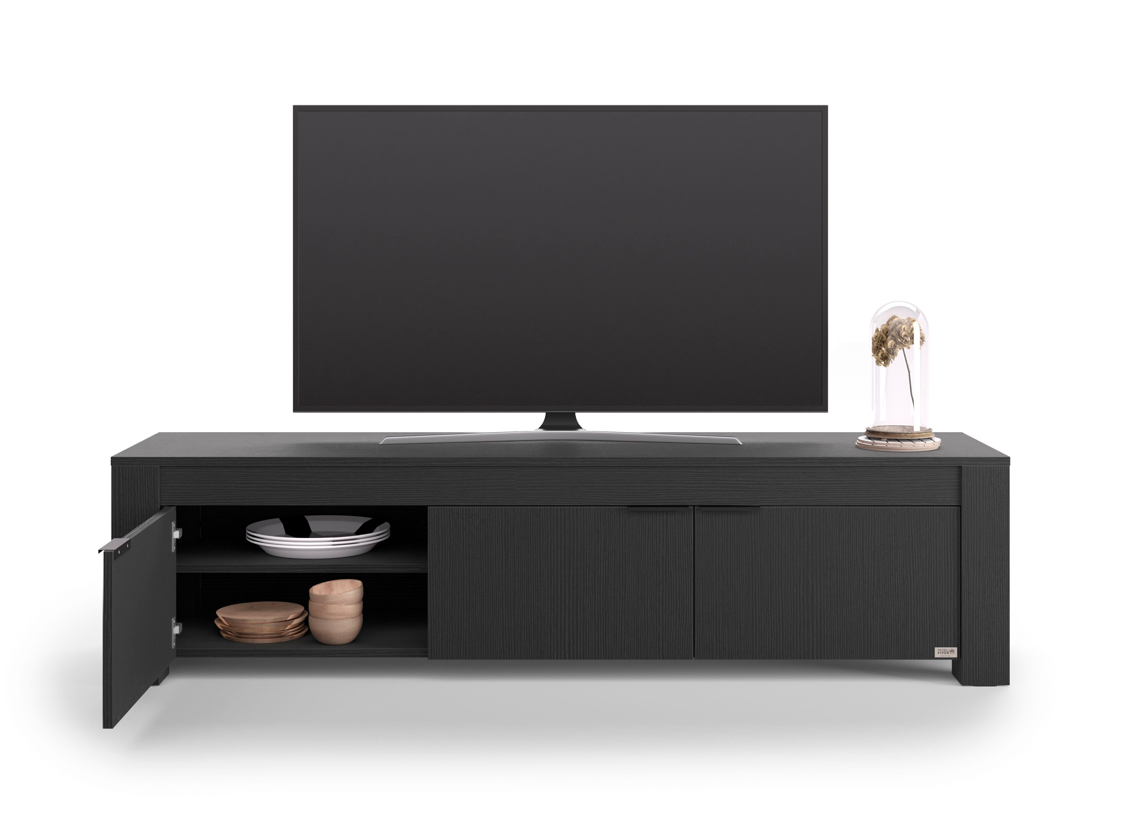ТВ-шкаф из черного ясеня с распашными дверцами Mobili Fiver Rachele ARCH-00124587 - Вид №1