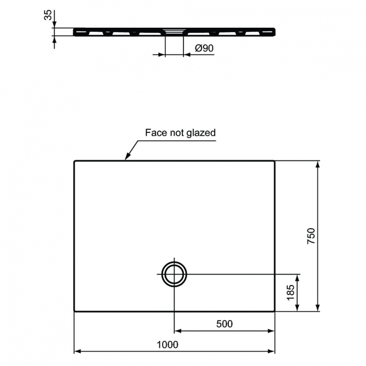 T2575YK Душевой поддон 100X75 см Ideal Standard STRADA - Вид №1
