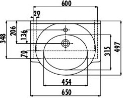 ET065-00CB00E-0000 Раковина ET065 мебельная (65см) Creavit  - Вид №1
