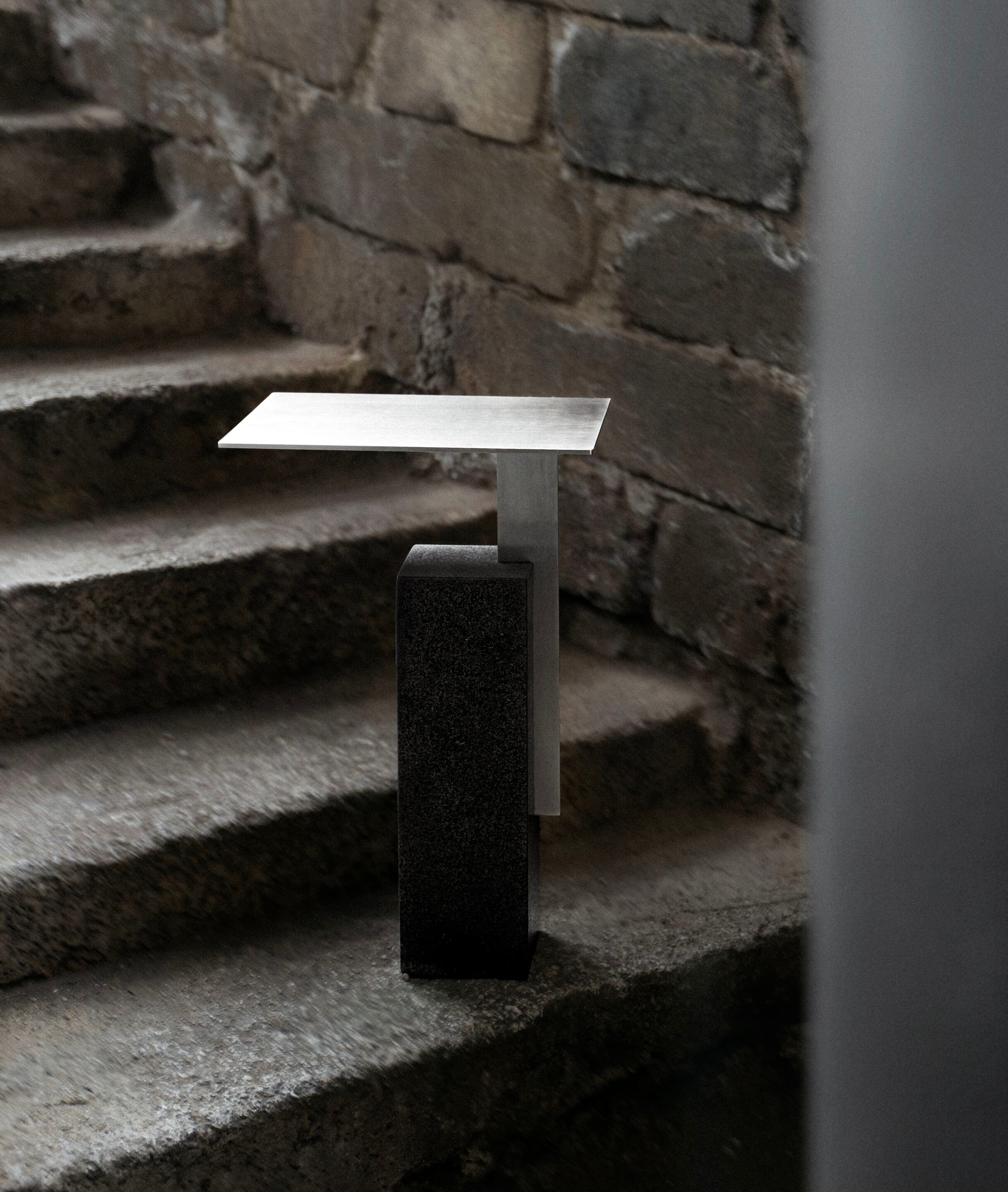 Журнальный столик с травертиновым основанием и металлической столешницей YET. Design Studio MONO ARCH-00029357 - Вид №11
