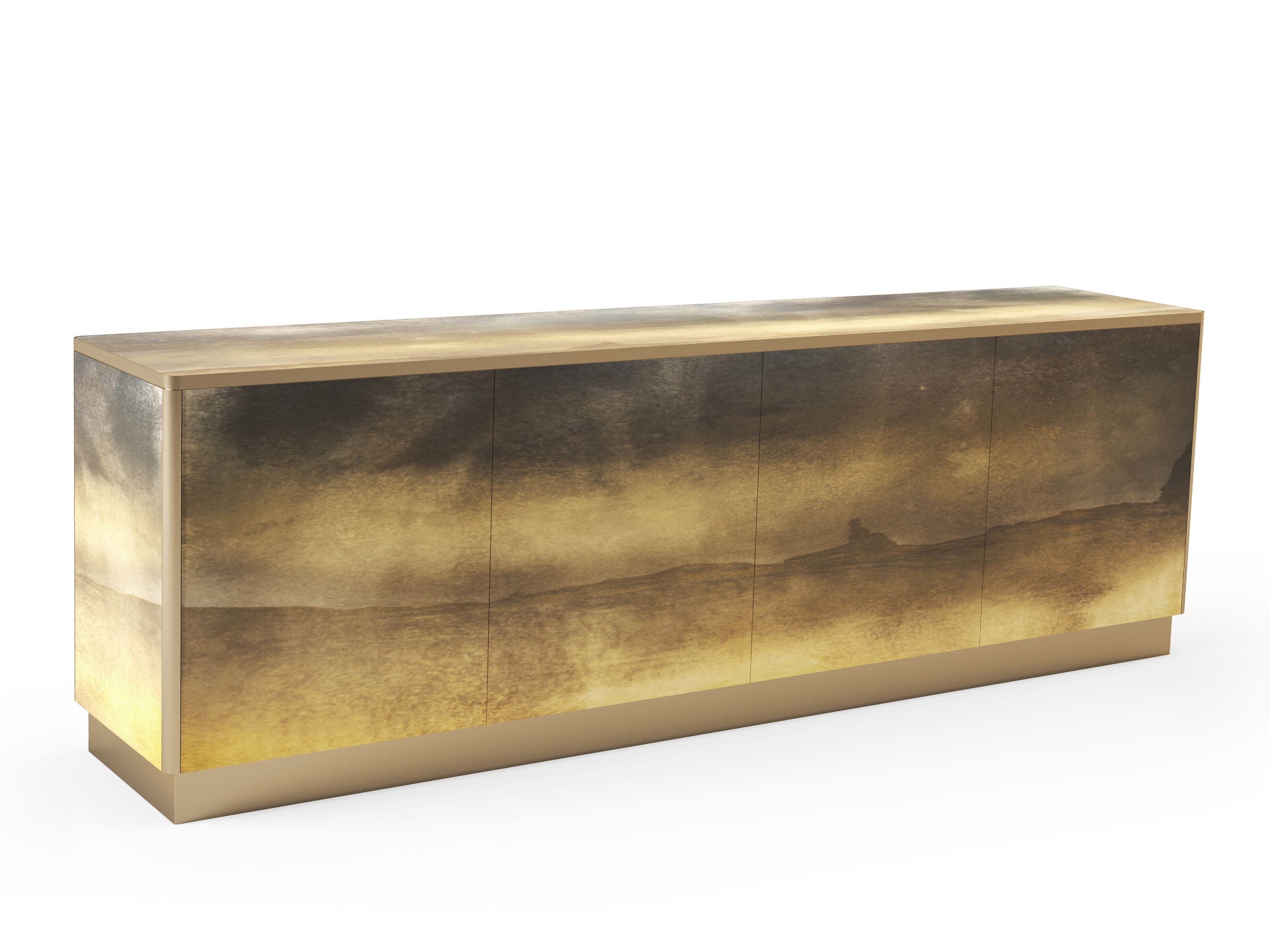 Деревянный шкаф с распашными дверями, покрытыми стеклом ARTE VENEZIANA итальянские пейзажи ARCH-00031331 - Вид №1