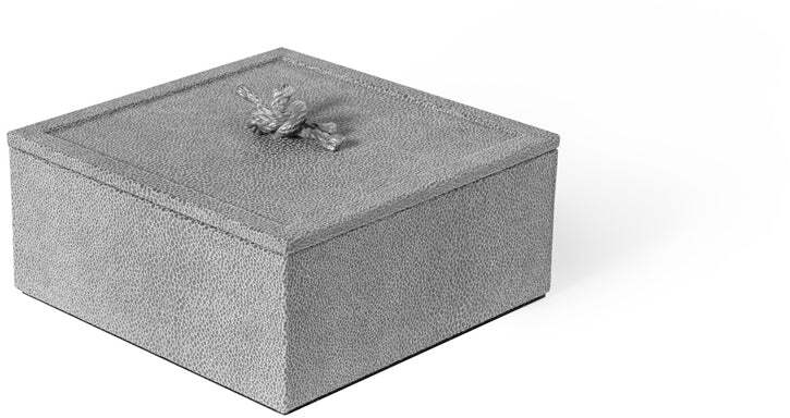 Квадратная коробка Thalia - 17,5X17,5XH8 см / металлическая отделка_хром / ари-кожа_темно-серый