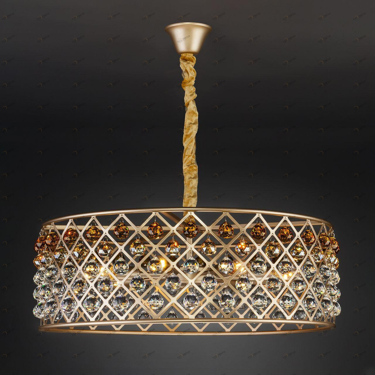 Люстра подвесная золотистая Bogates 307/9 Strotskis BOGATES ДИЗАЙНЕРСКИЕ, PERLINE 00-3887889 Золото 