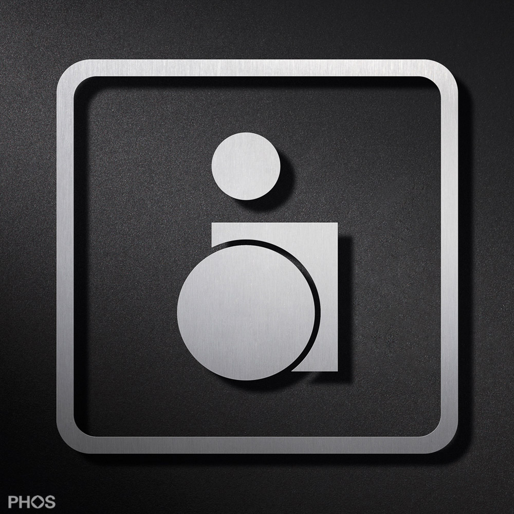 P0601S Пользователь инвалидной коляски пиктограмма туалет с рамкой PHOS 