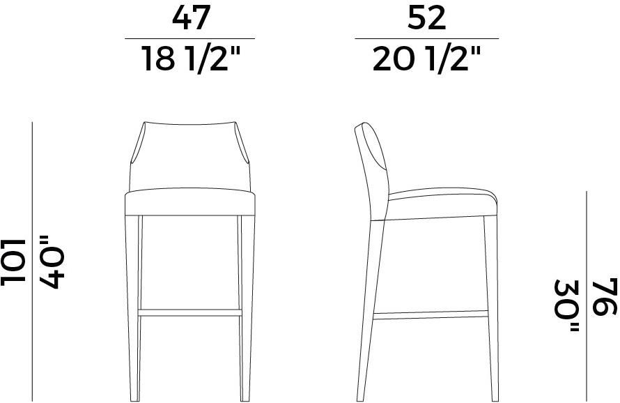 Potocco Высокий табурет из ткани с подставкой для ног Slice 772/a - Вид №2