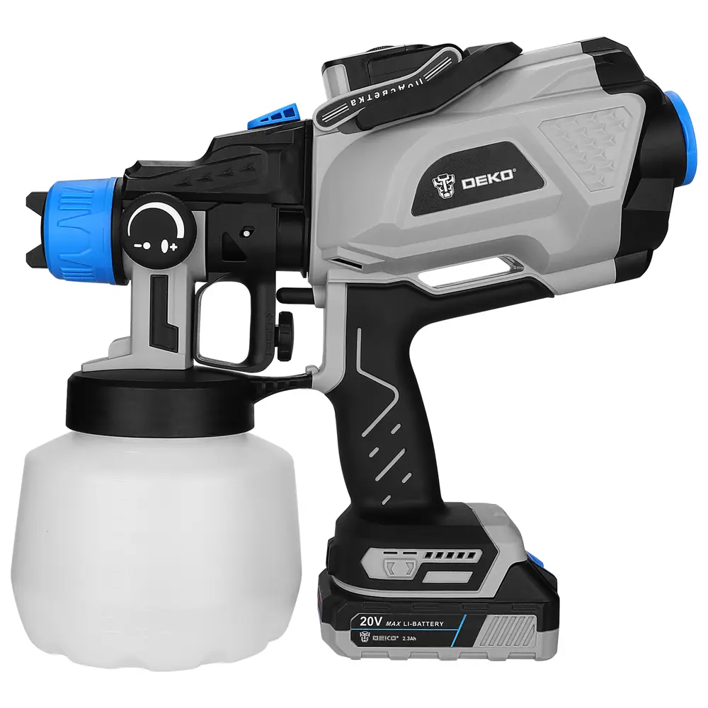 Краскопульт аккумуляторный Deko DSG20K2 Pro, 20 В Li-ion 2.3 Ач, 0.6 л/мин STLM-2162898 - Вид №2