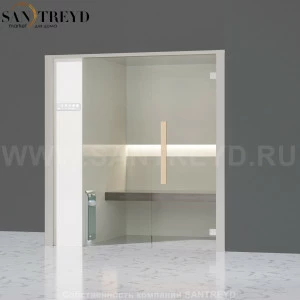 Effegibi ONEFILO H LO61020008 Хаммам. Установка: в правый угол. Левая дверь. Мощность: 4,5 кВт макс. Размеры: длина 214 см, ширина 171 см. Отделка: матовый лакированный белый аллюминий и серый ламинат из керамогранита.