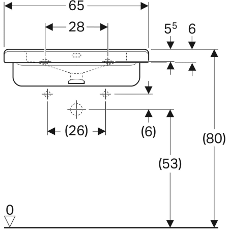 128661000 Раковина Geberit Renova Comfort Square, безбарьерная Geberit  - Вид №31