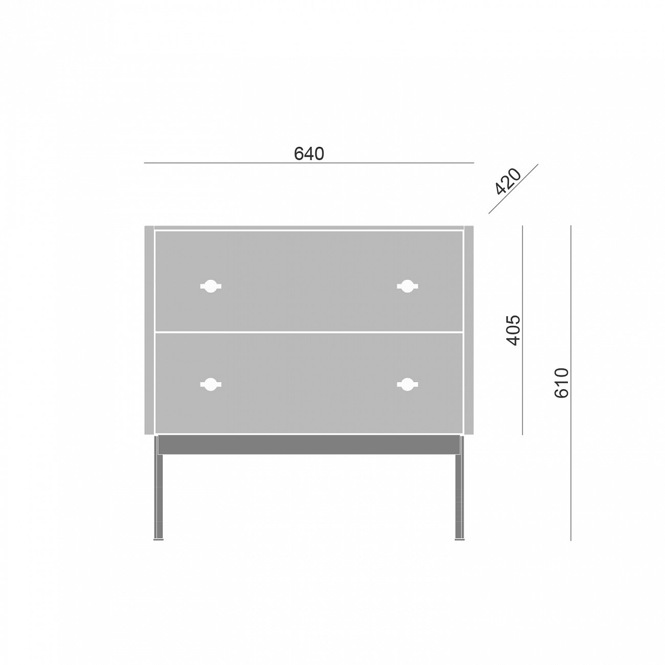 Тумба с двумя ящиками 61х64 см черная Land BRAGIN DESIGN LIVING 00-3862479 Черный - Вид №2