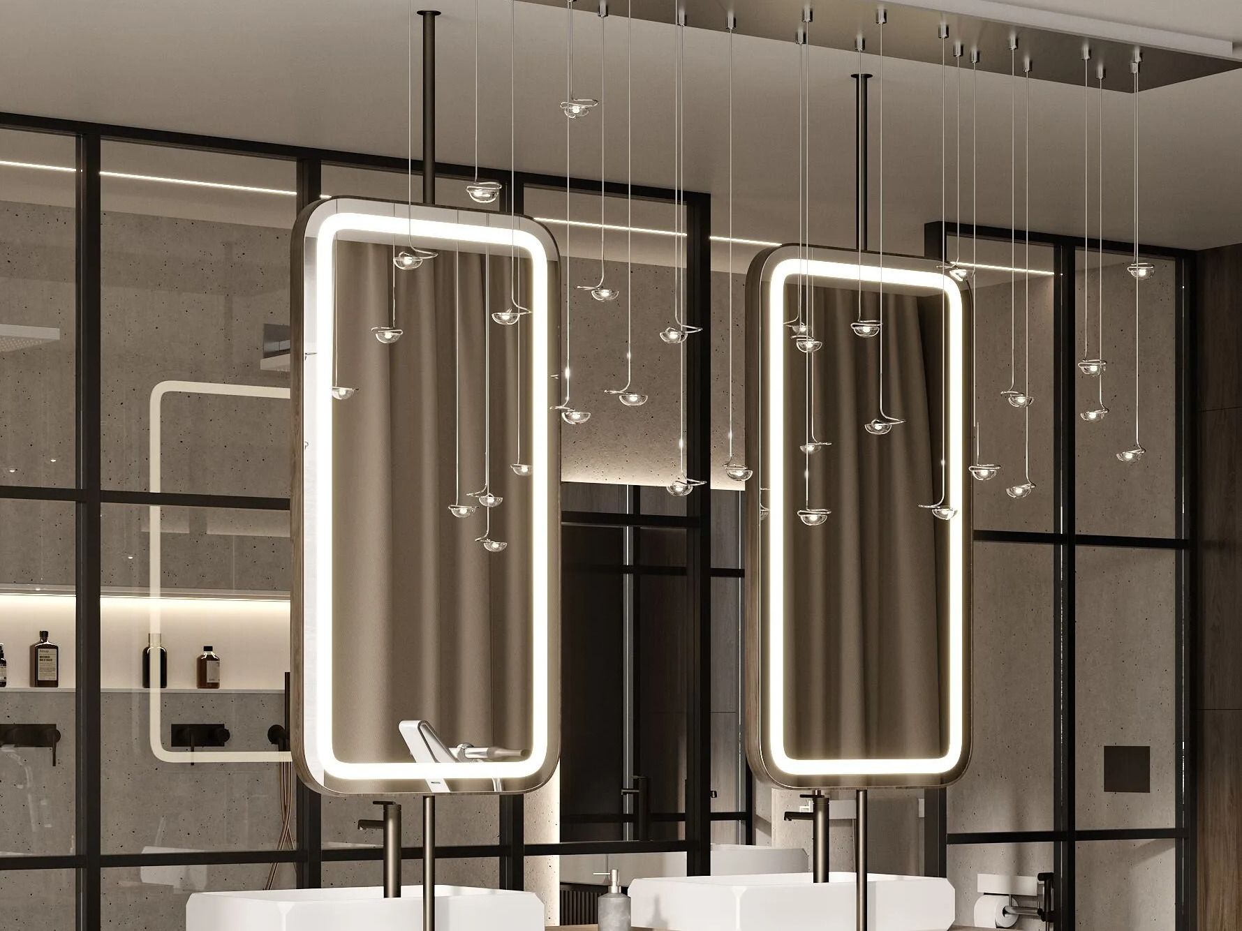 Прямоугольное подвесное зеркало со встроенным освещением MOMA Design MIRR FRAME SQUARE ARCH-00128479