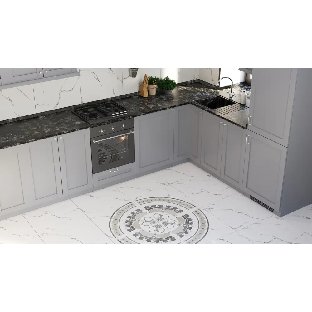 Декор Grasaro Softmarble 60x60 см глазурованный керамогранит лаппатированный цвет белый STLM-2088546 - Вид №4