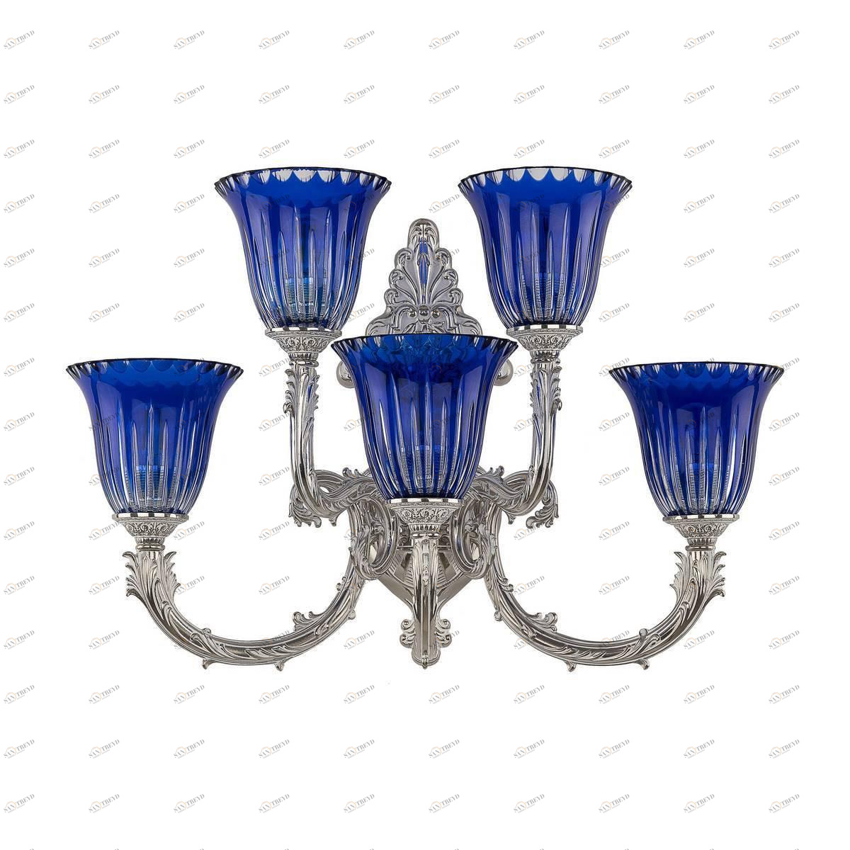 Бра настенное синее Bohemia Ivele NW U 7109B15/3+2/210 BOHEMIA IVELE ПОД СТАРИНУ 00-3889083 Синий 