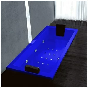 Ванна Gruppo treesse Quadra 180 V078N-DX-SI синяя с гидромассажем и аэромассажем прямоугольная встроенная правая