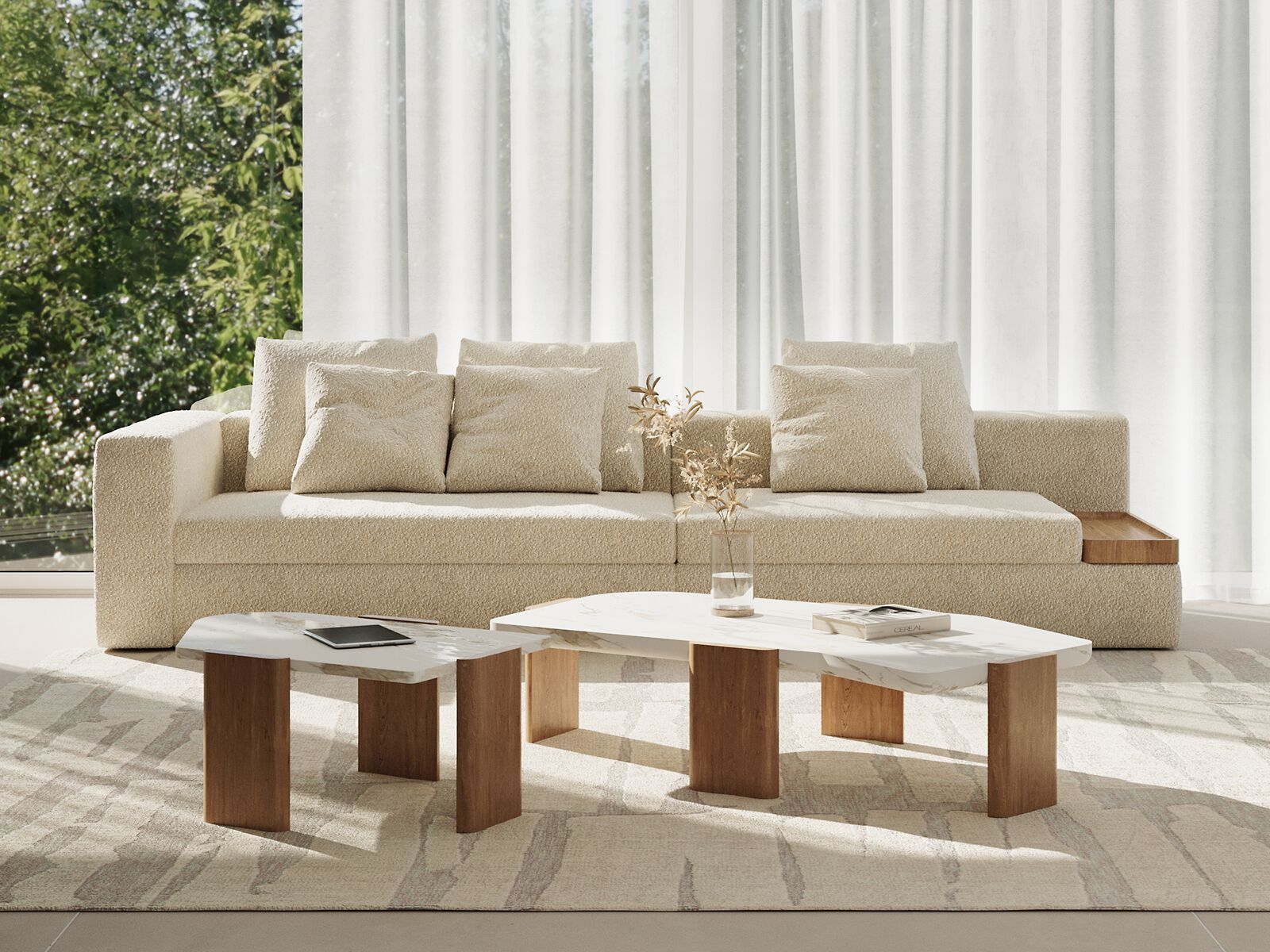 Журнальный столик из дерева и мрамора ANA ROQUE INTERIORS ARCH-00031176 - Вид №1