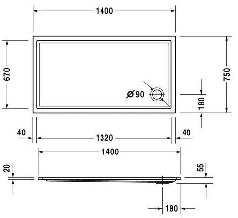 Duravit Поддон для душа прямоугольный из акрила Starck 720125 - Вид №1