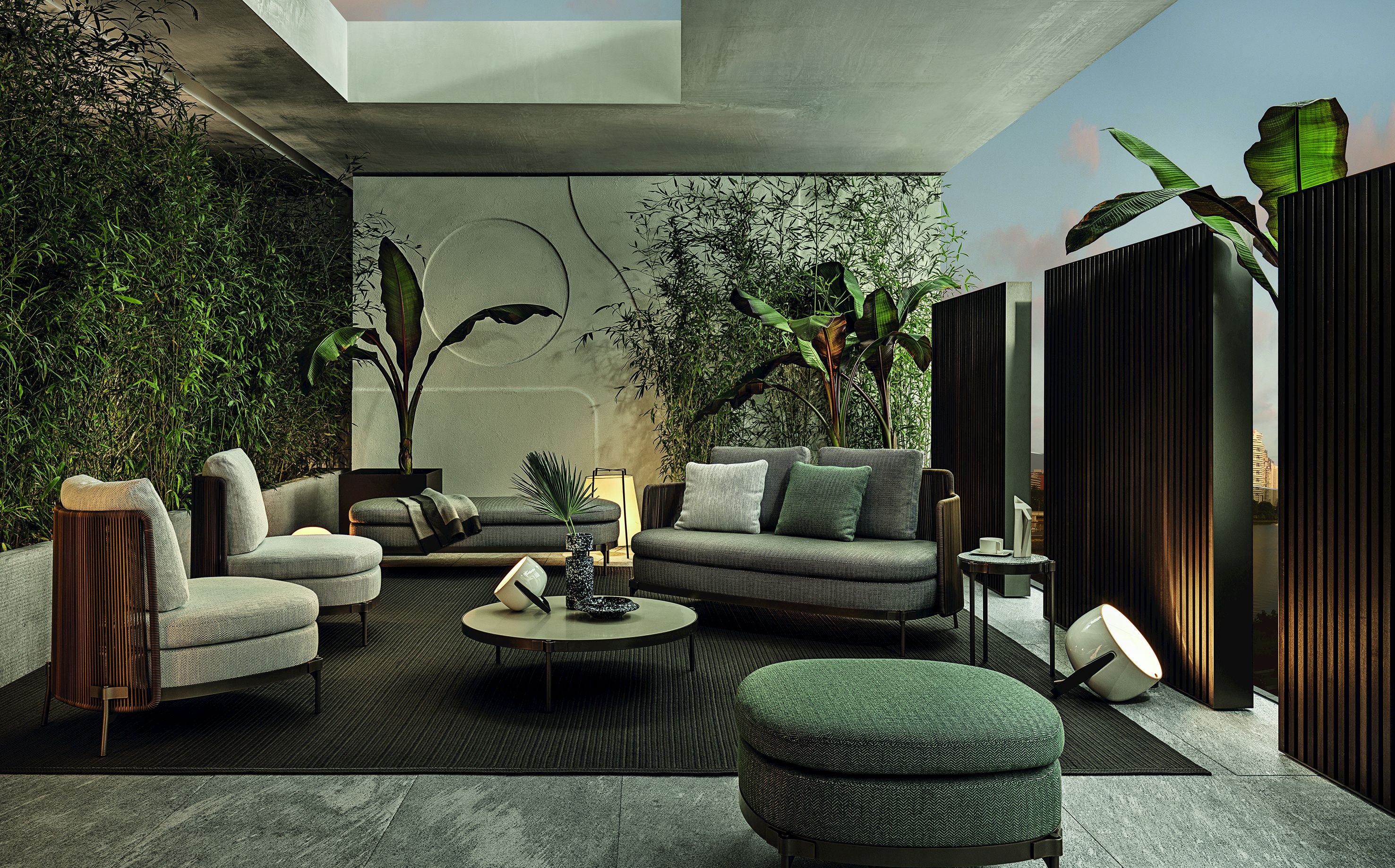 Ткань открытый стул Minotti Ленточный шнур для наружного использования ARCH-00051639 - Вид №1