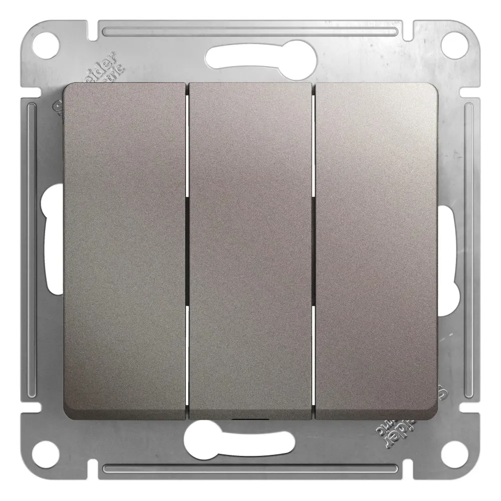 Выключатель SYSTEME ELECTRIC Glossa — трёхклавишный в стиле платина 89365987 STLM-1103650