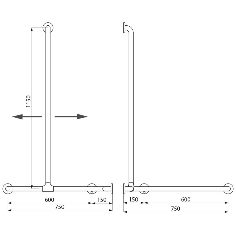 5481N Угловая ручка для душа, антибактериальный белый нейлон DELABIE  - Вид №1