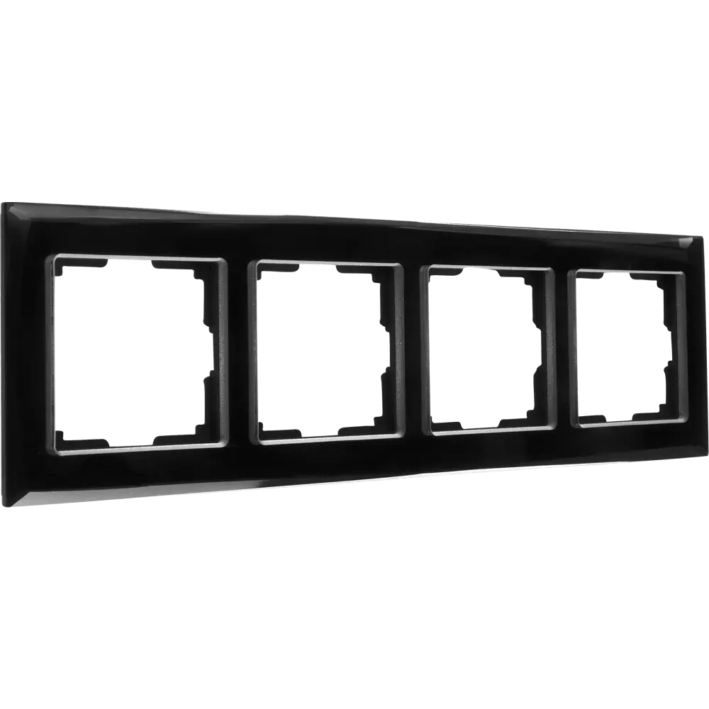Рамка для розеток и выключателей Werkel Diamant 4 поста, цвет чёрный STLM-2210409 - Вид №1